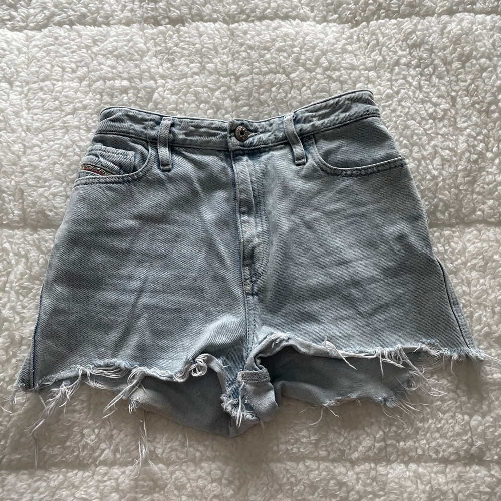 Diesel brand light wash high-rise denim shorts
